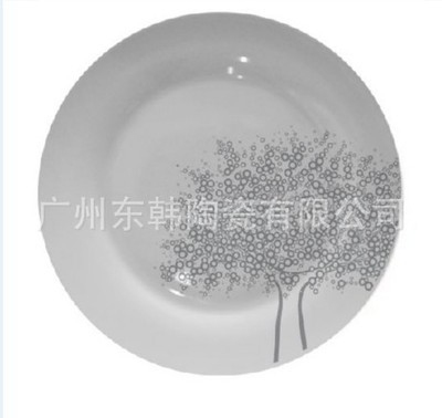 【供應圓形貼花盤子 西餐具系列產品,家居用品 日用陶瓷制品】價格,廠家,圖片,碗、碟、盤,廣州東韓陶瓷-